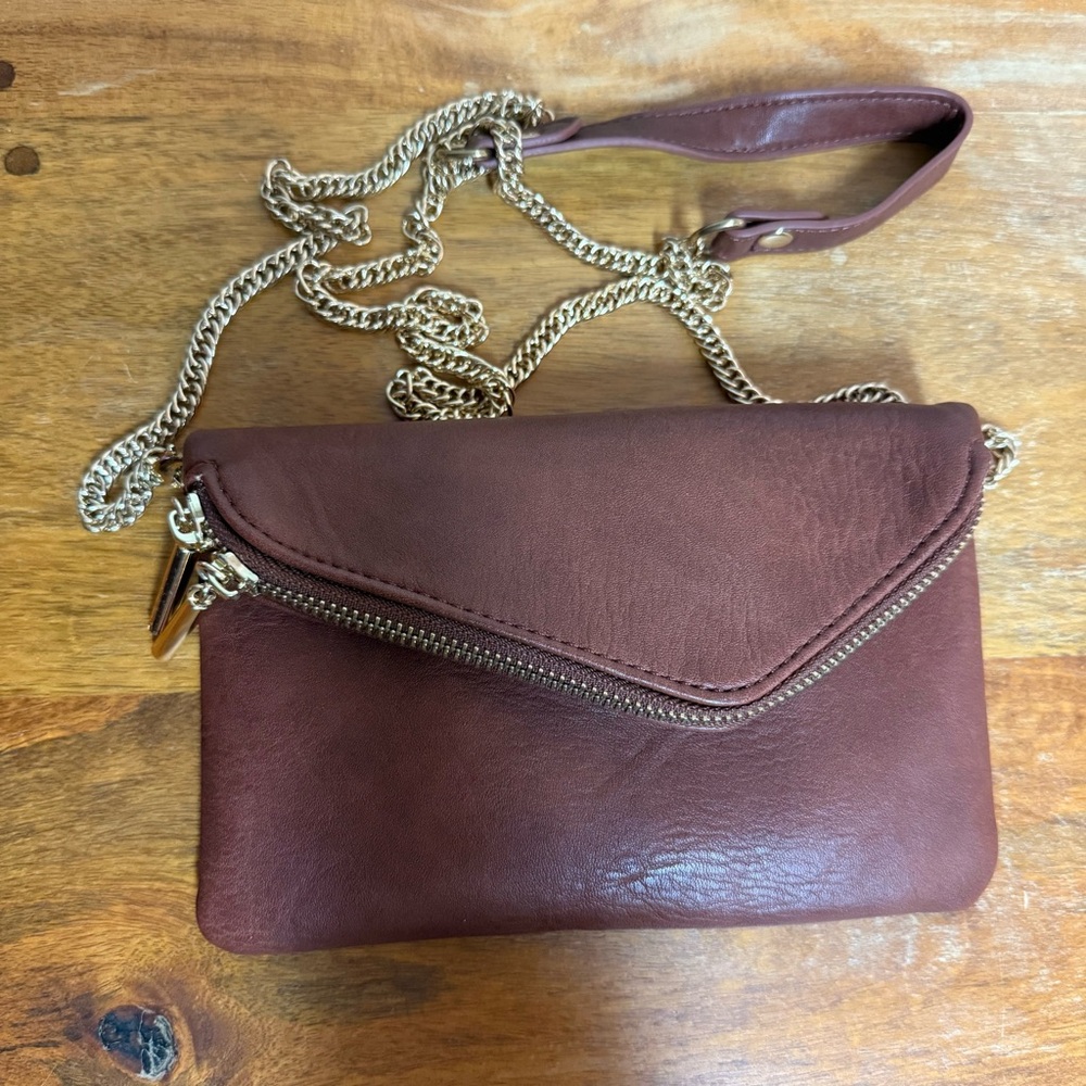 Elegant Brown Leather Crossbody Bag